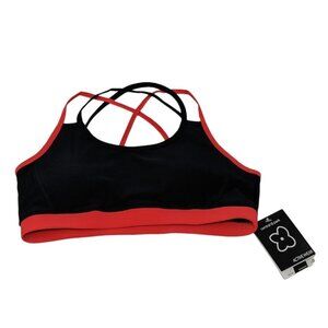 Central Park Activewear Criss Cross Sports Bra Padded Black Red Size Medium M